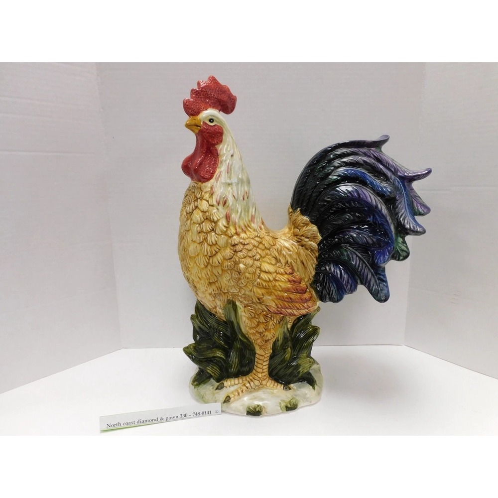 Noble Excellence Ceramic Rooster Figurine Large Farmhouse Decor Statue DW69